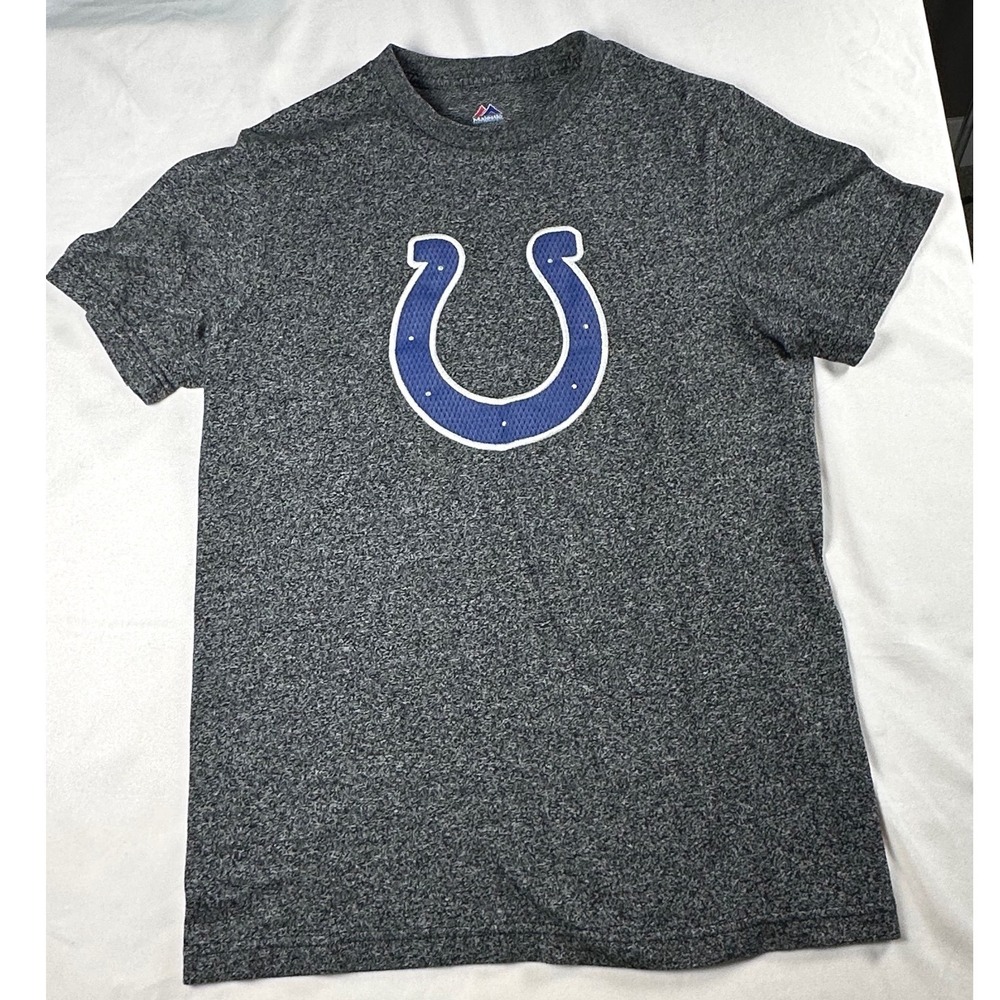 Majestic Indianapolis Colts NFL T-Shirt Mens Medium Gray Heather Horseshoe Logo